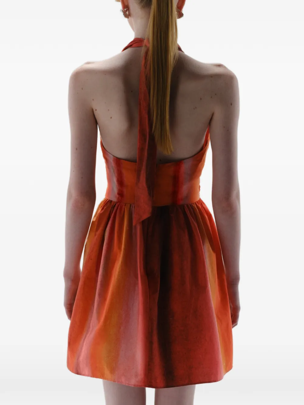 Baobab Agustina mini-jurk met ruches en V-hals Oranje