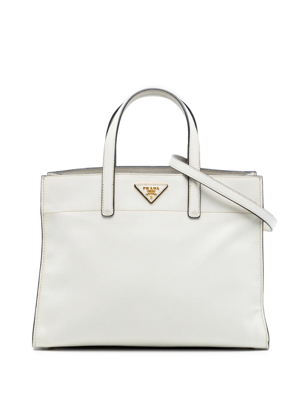Prada Pre-Owned 2010-2026 Saffiano Soft Triple Pocket Tote satchel - Bianco
