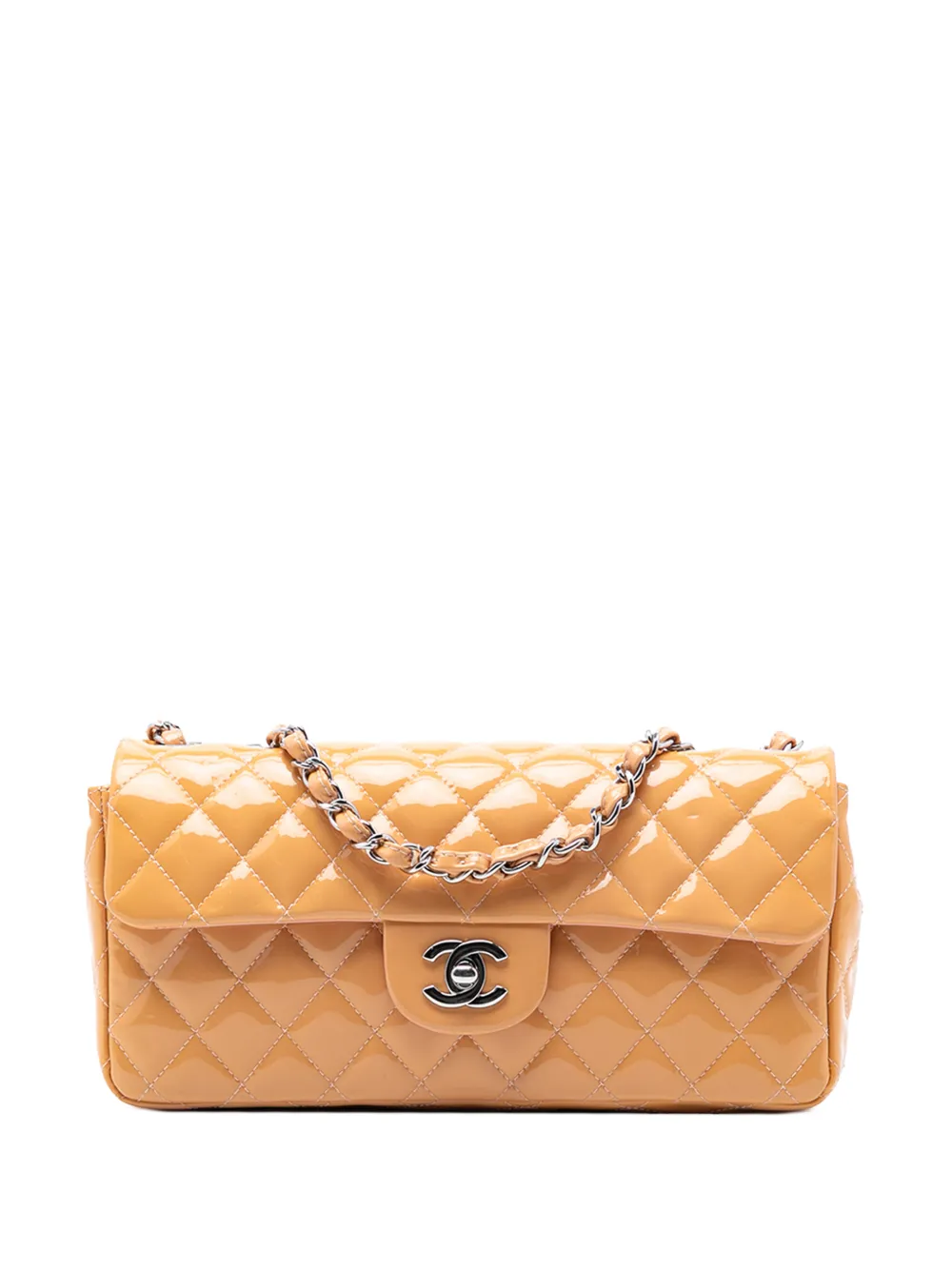 CHANEL Pre-Owned 2010-2011 Classic Patent East West Single Flap shoulder bag - Marrone