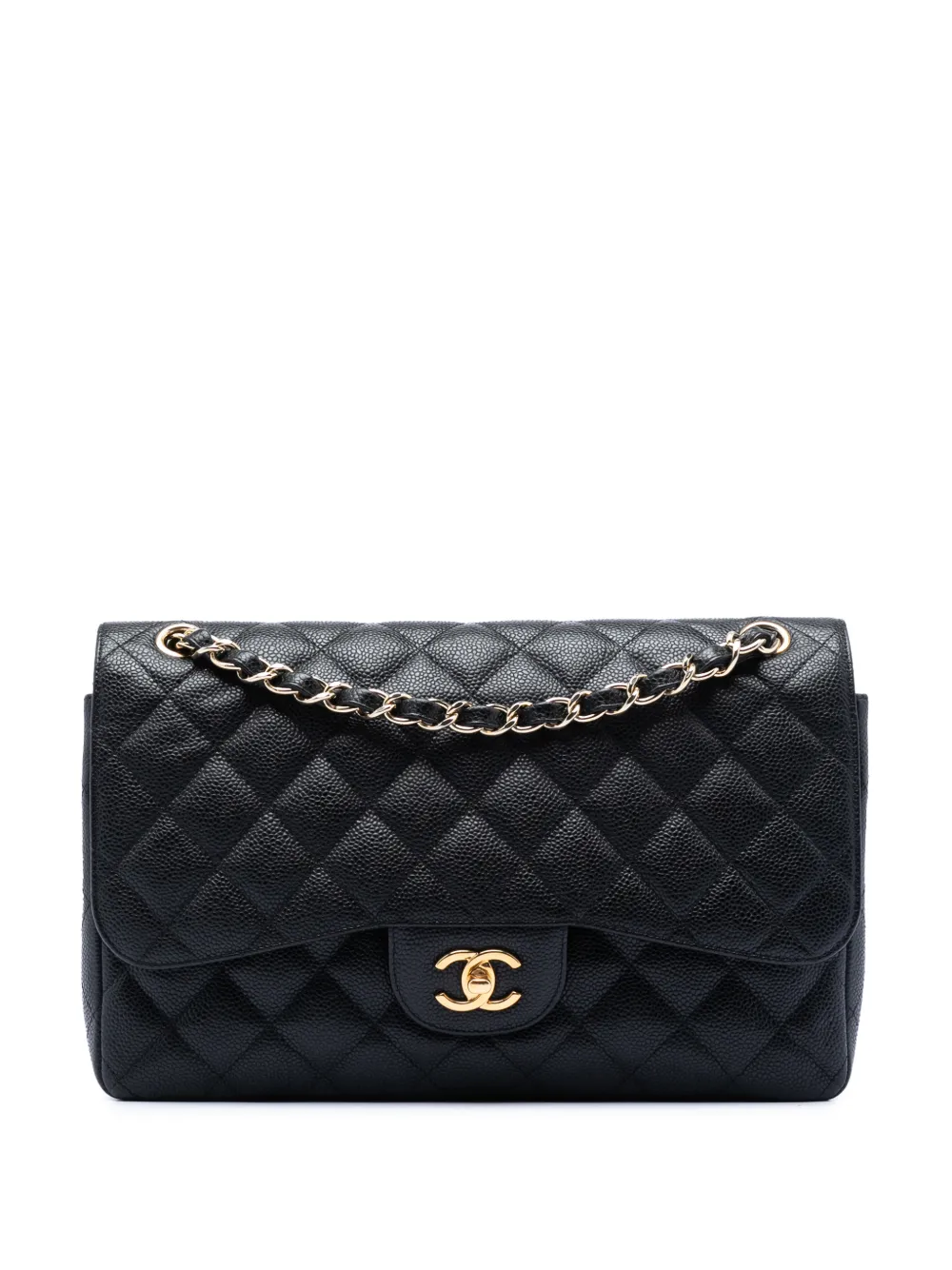 CHANEL Pre-Owned 2010-2011 Jumbo Classic Caviar Double Flap shoulder bag - Black