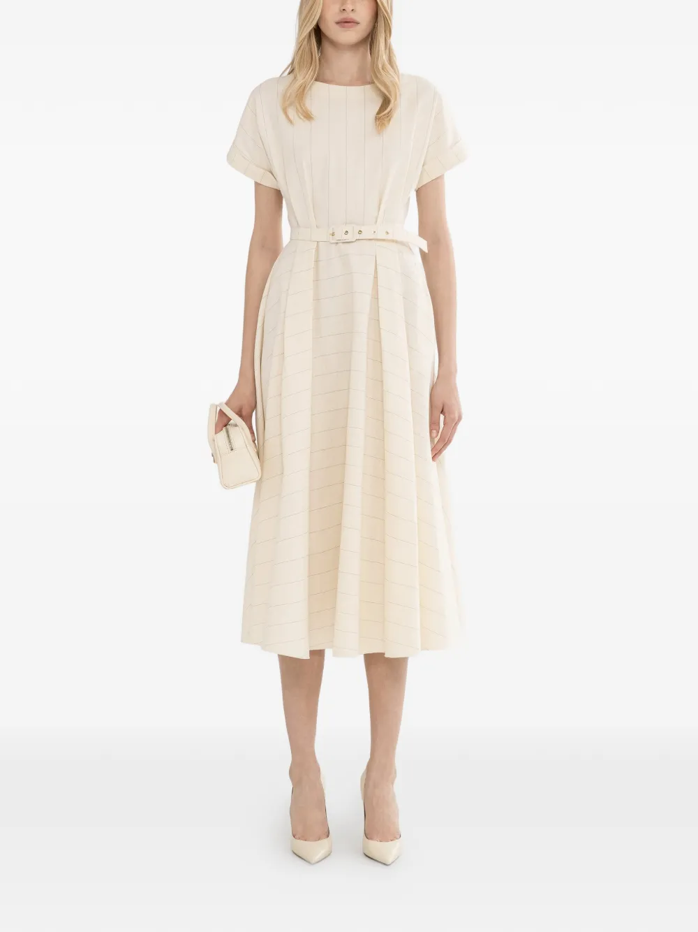 NISSA Midi-jurk met ceintuur Beige