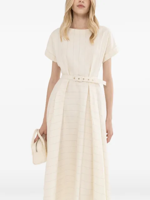 NISSA striped belted midi dress