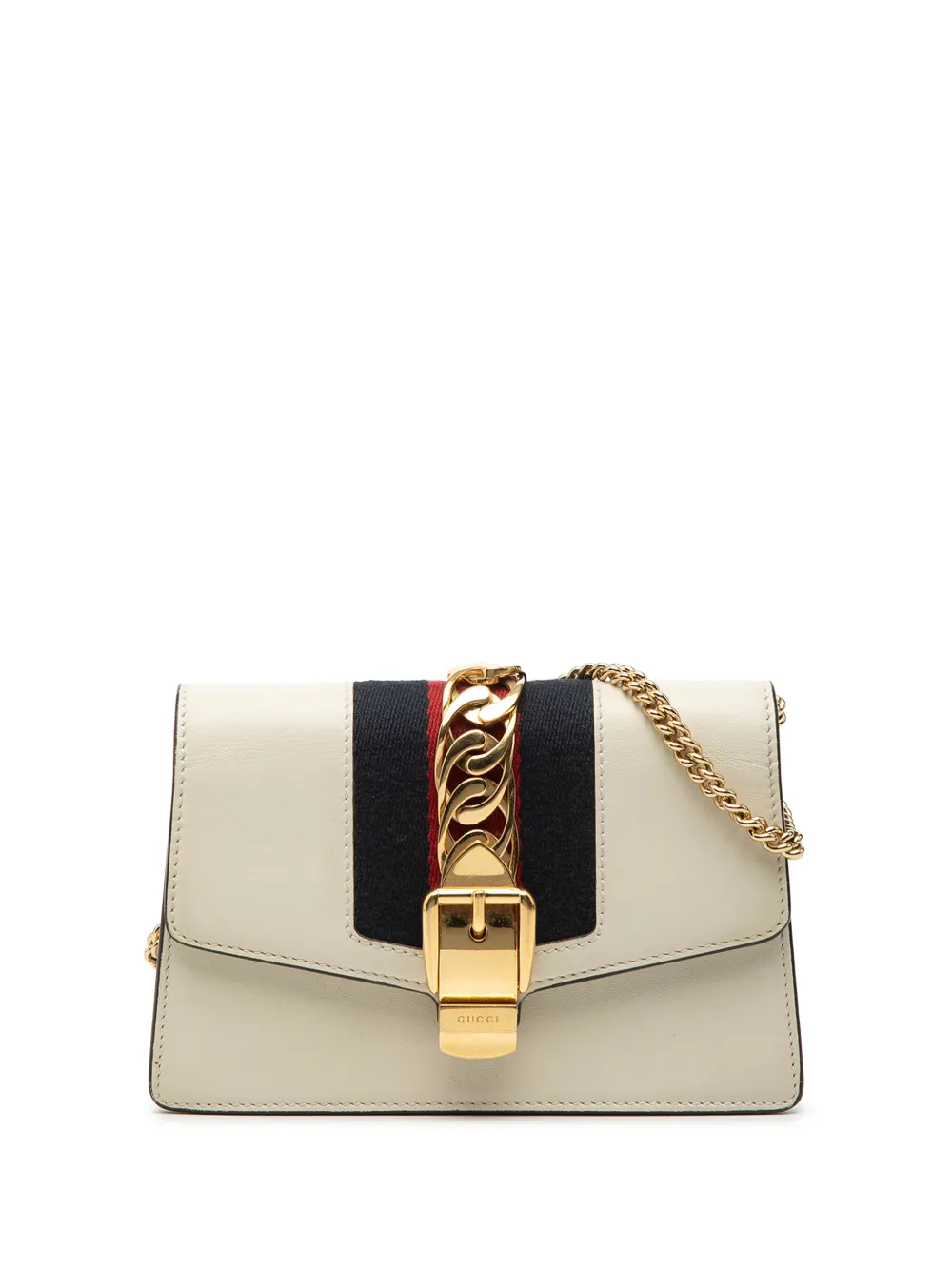 Gucci Pre-Owned 2016-2026 Super Mini Leather Sylvie Chain crossbody bag - Bianco