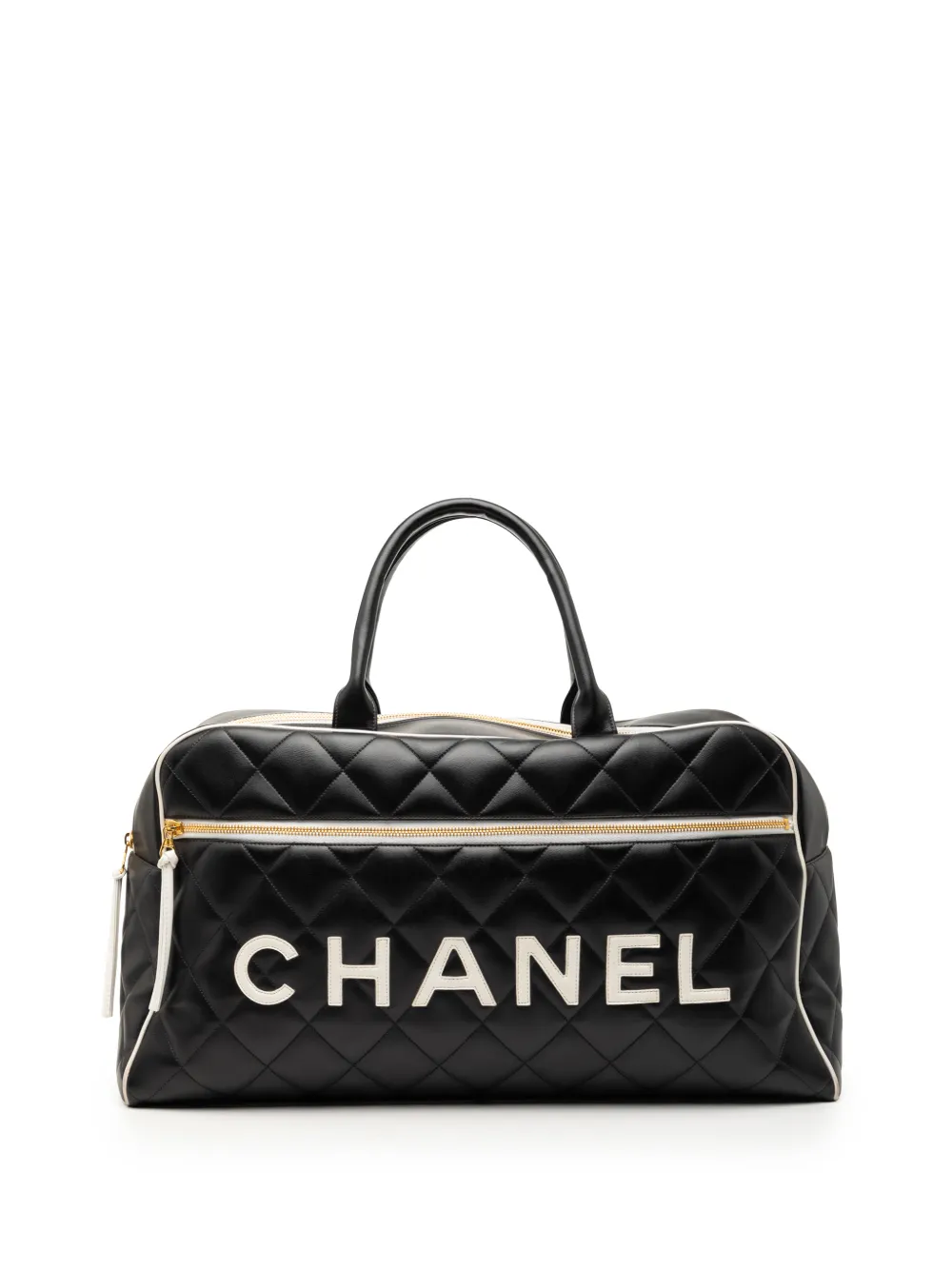 CHANEL Pre-Owned 1994-1996 Quilted Calfskin Logo Bowler Weekend Bag travel bag - Nero