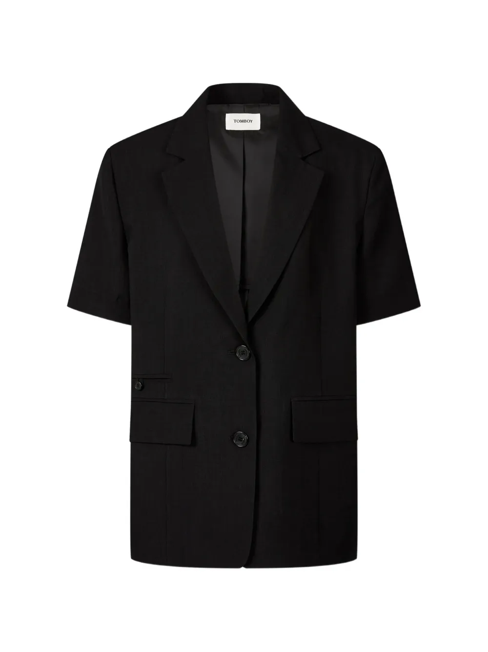 TOMBOY short-sleeve notched-lapels oversized jacket - Schwarz