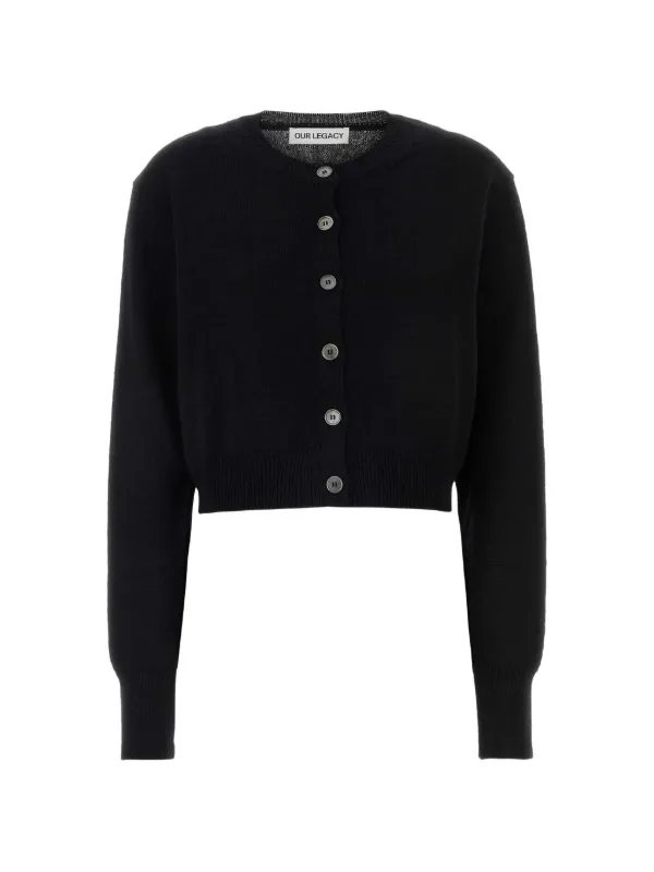 OUR LEGACY Cropped Buttoned Cardigan in Black