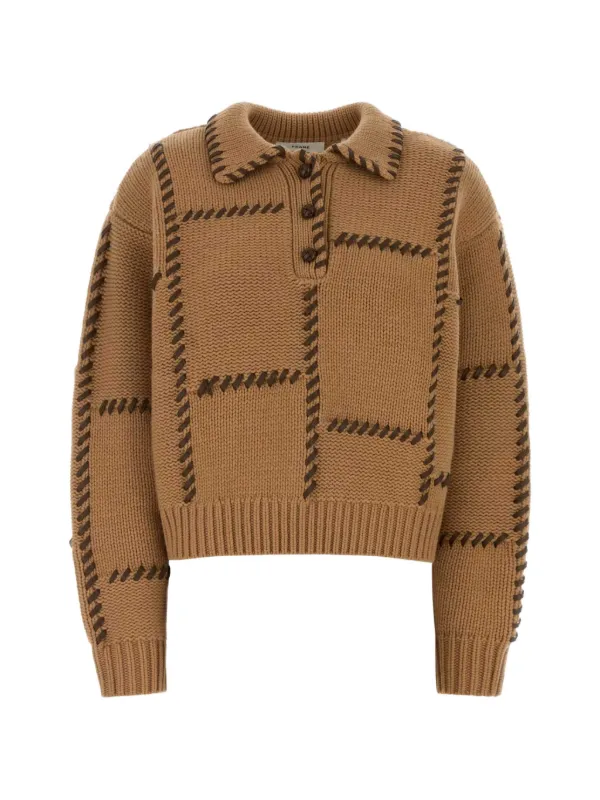 Frame Buttoned Polo Top in Neutrals