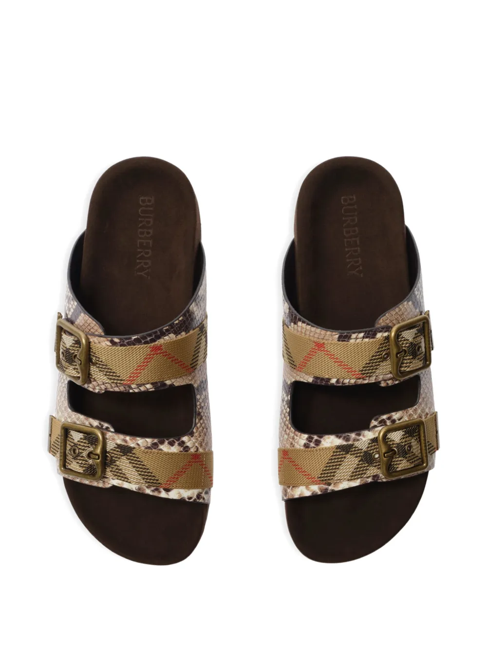 Burberry python-print leather Urchin sandals​ Beige