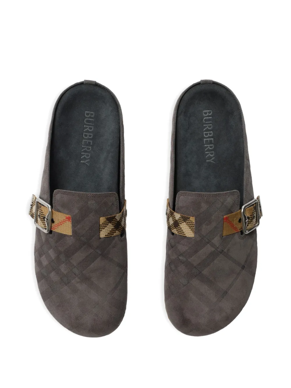 Burberry Urchin suède geruite klompen Grijs