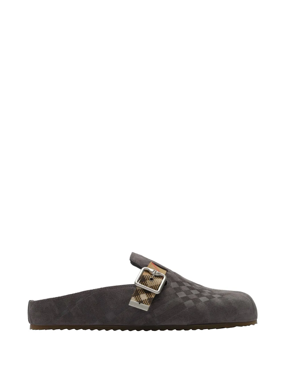 Burberry Check suede Urchin clogs - Grigio
