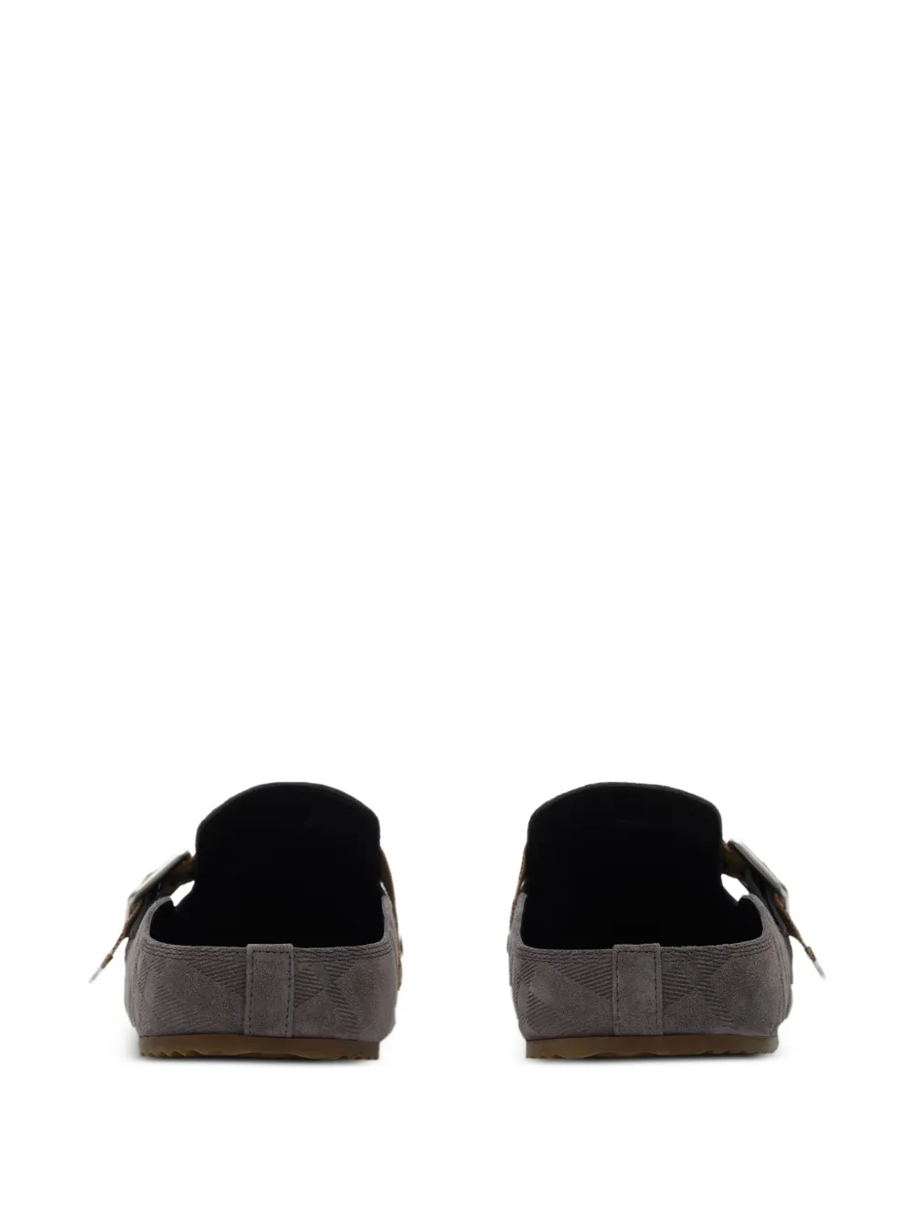  Burberry Check Suede Urchin Clogs - Grey 