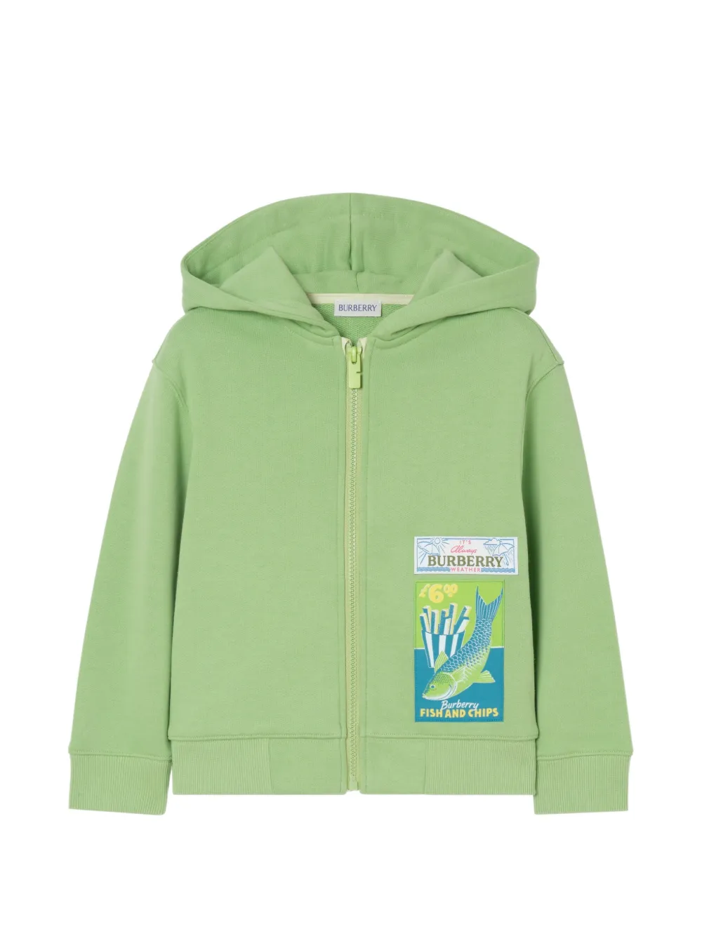 Burberry Kids cotton zip hoodie - Verde