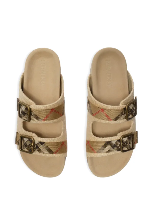 Burberry raffia-effect Urchin Sandals | Neutrals | FARFETCH