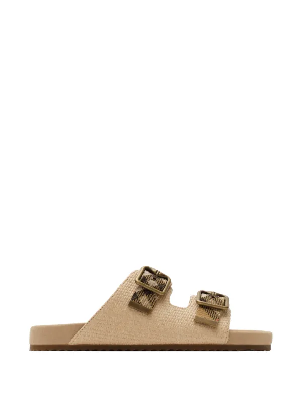 Burberry Raffia-effect Urchin Sandals in Neutrals
