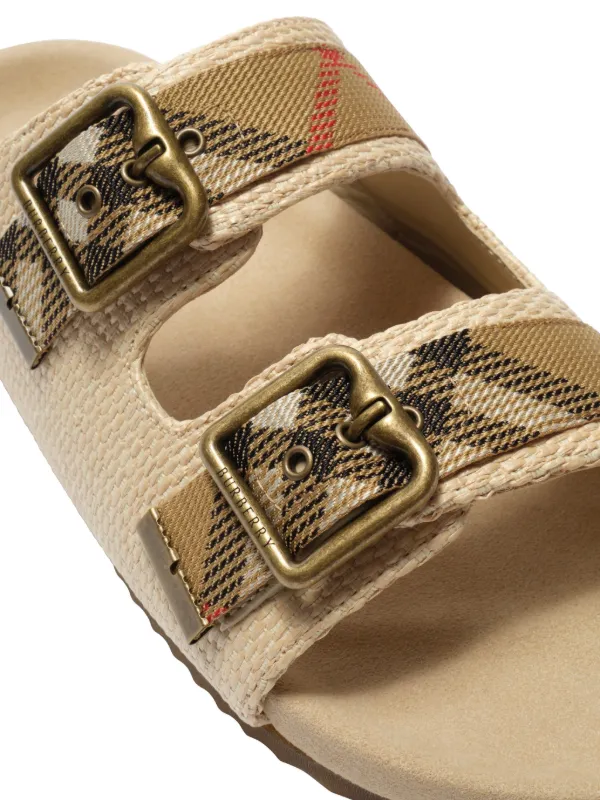 Burberry raffia-effect Urchin Sandals | Neutrals | FARFETCH