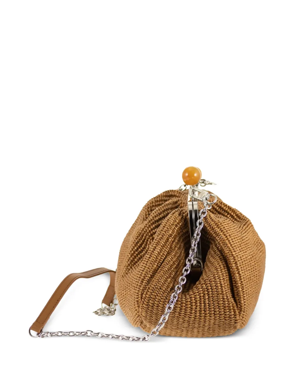  Weekend Max Mara Medium Pasticcino Raffia-effect Clutch Bag - Brown 