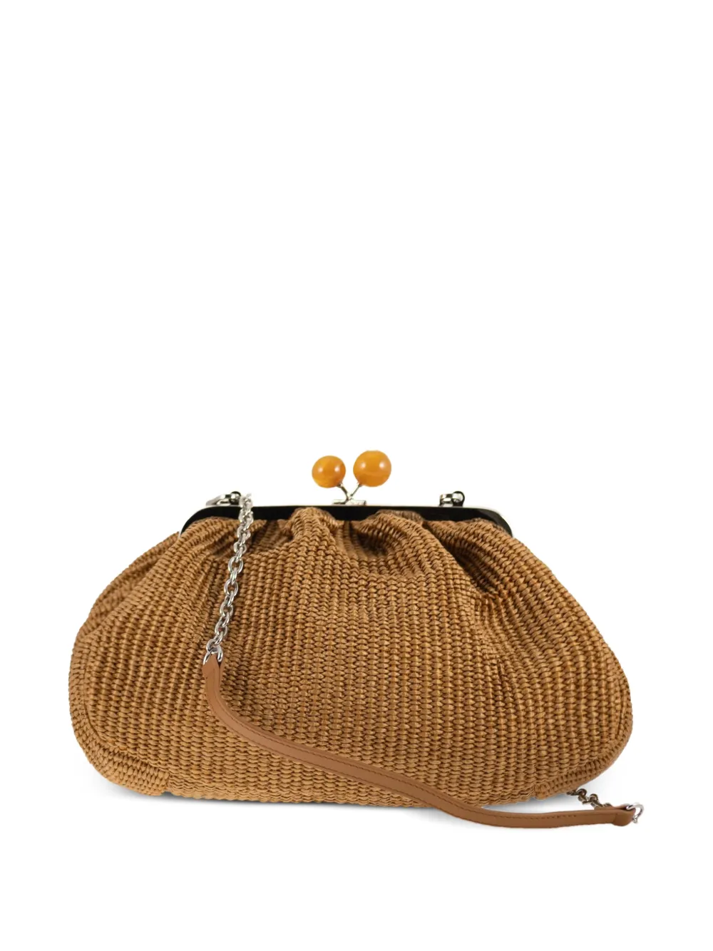  Weekend Max Mara Medium Pasticcino Raffia-effect Clutch Bag - Brown 