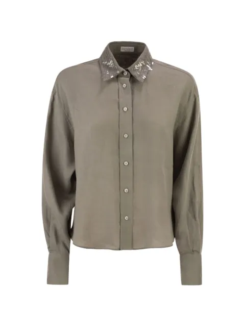 Brunello Cucinelli camisa bordada con lentejuelas