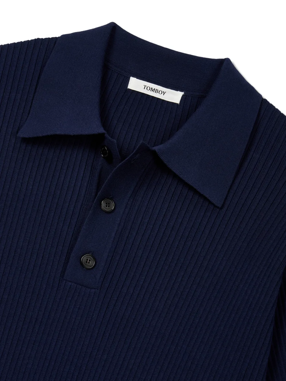 TOMBOY Ribgebreid poloshirt Blauw