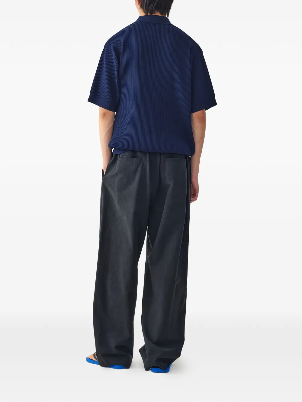 TOMBOY Ribgebreid poloshirt Blauw