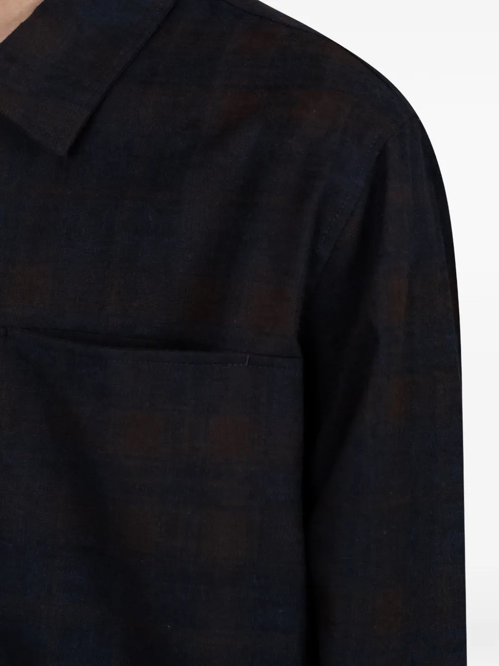 Another Aspect Geruit jack met rits Blauw