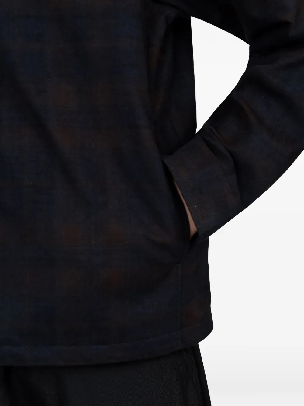 Another Aspect Geruit jack met rits Blauw