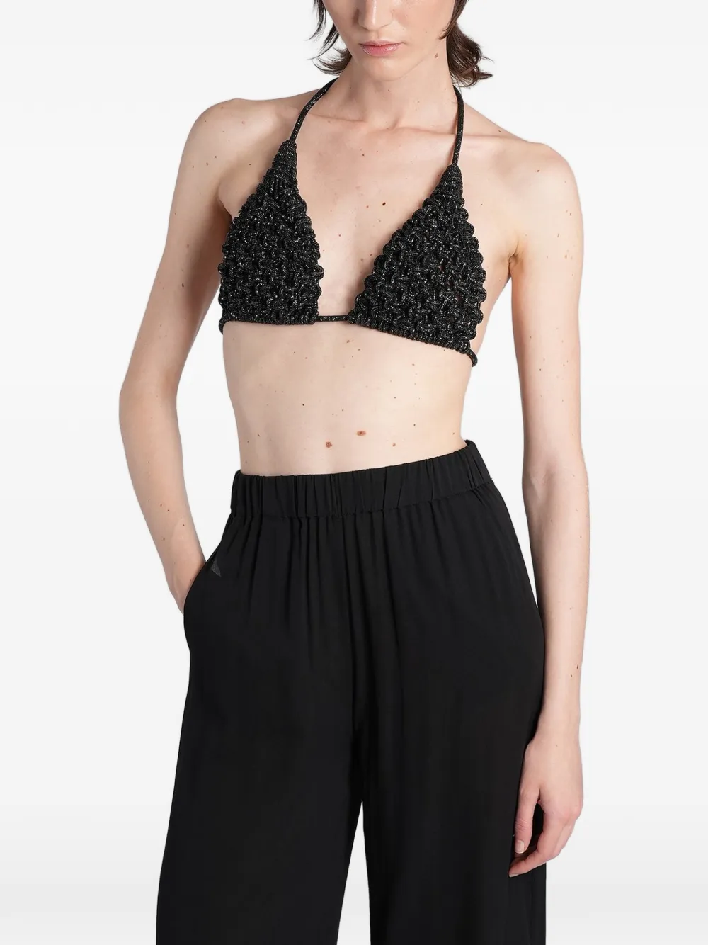 Hibourama Diamond crystal-embellished top - Nero