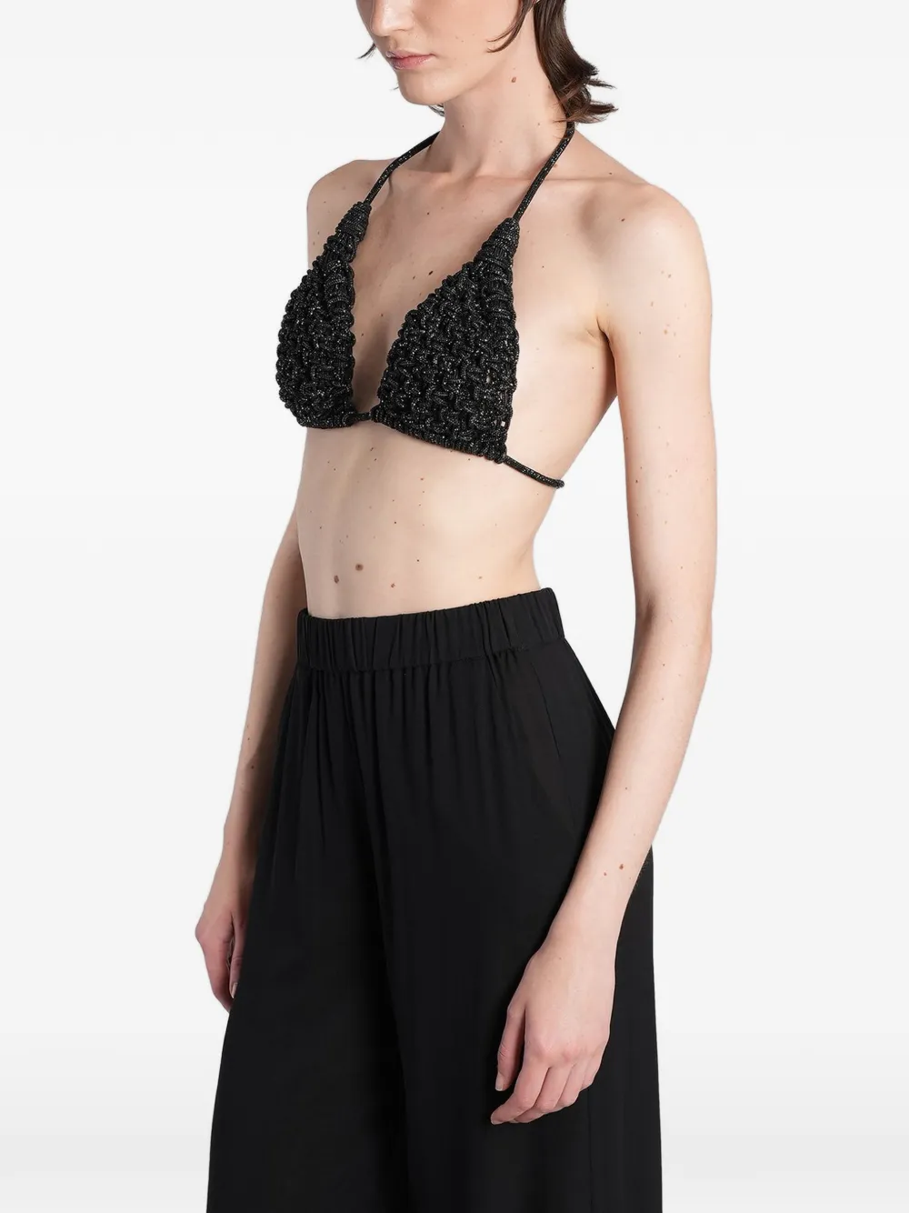 Hibourama Diamond top verfraaid met kristallen Zwart