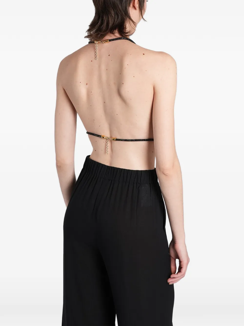 Hibourama Diamond top verfraaid met kristallen Zwart