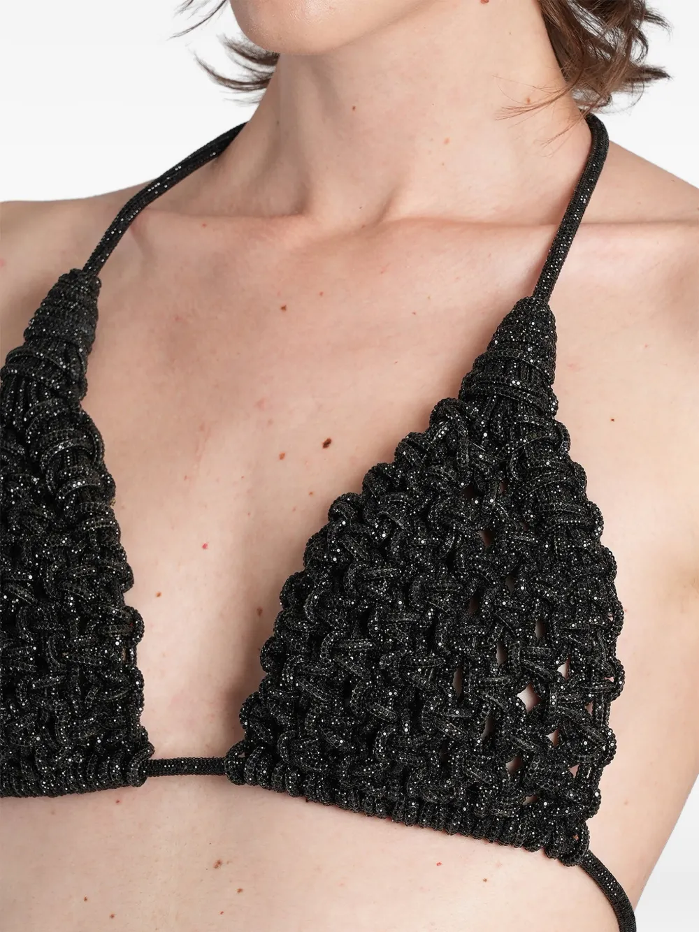 Hibourama Diamond top verfraaid met kristallen Zwart