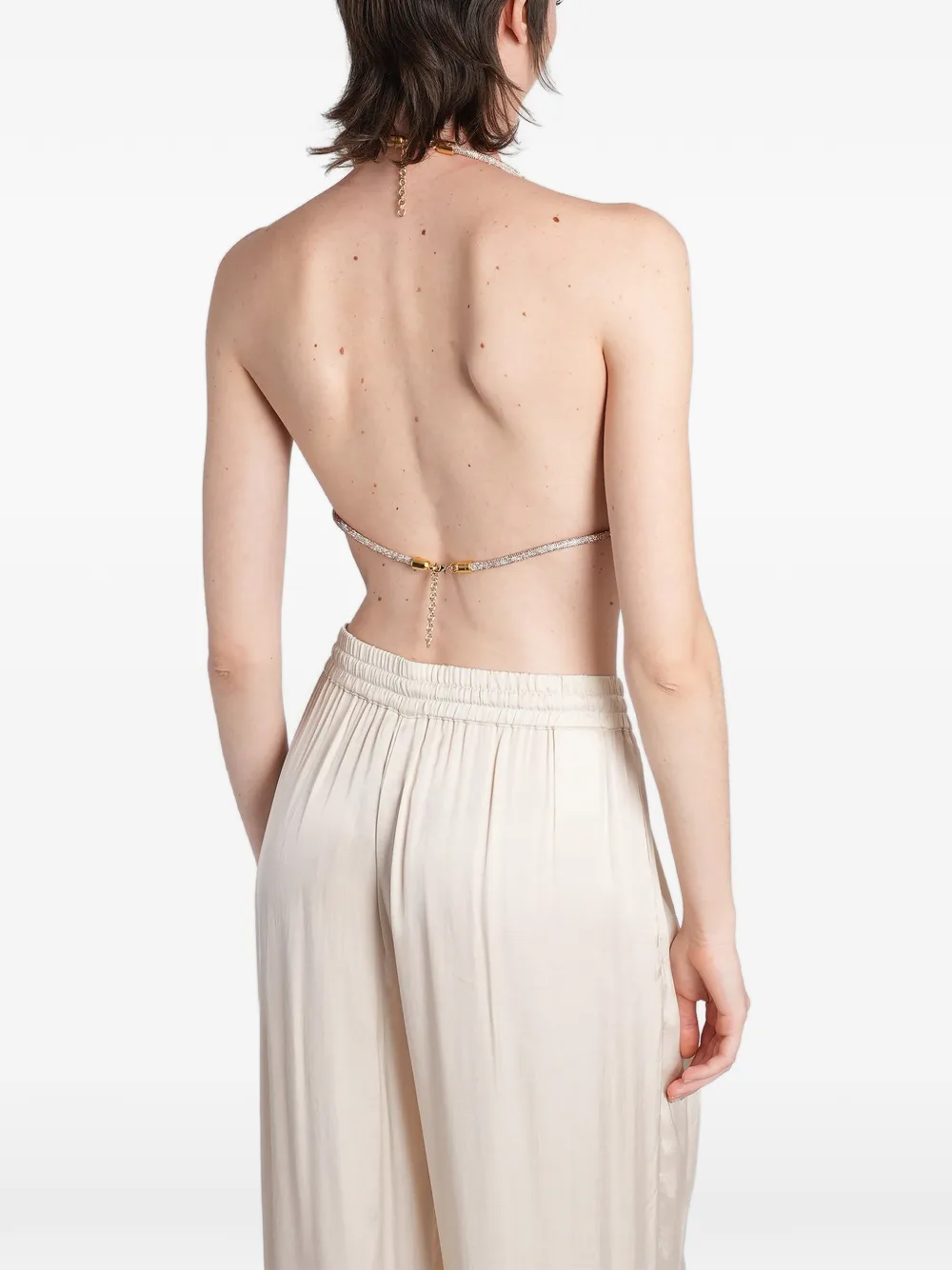 Hibourama Diamond top verfraaid met kristallen Beige