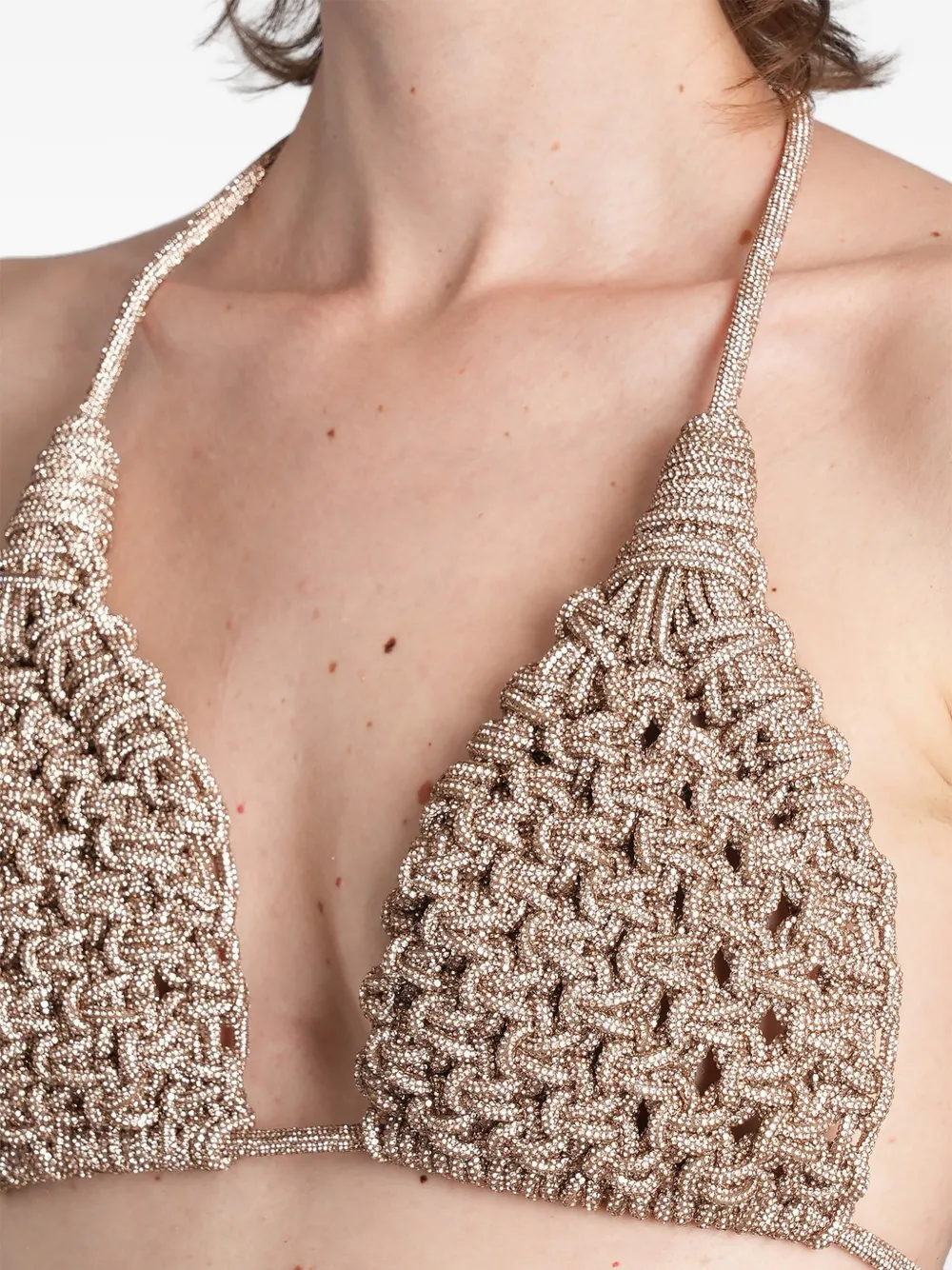 Hibourama Diamond top verfraaid met kristallen Beige