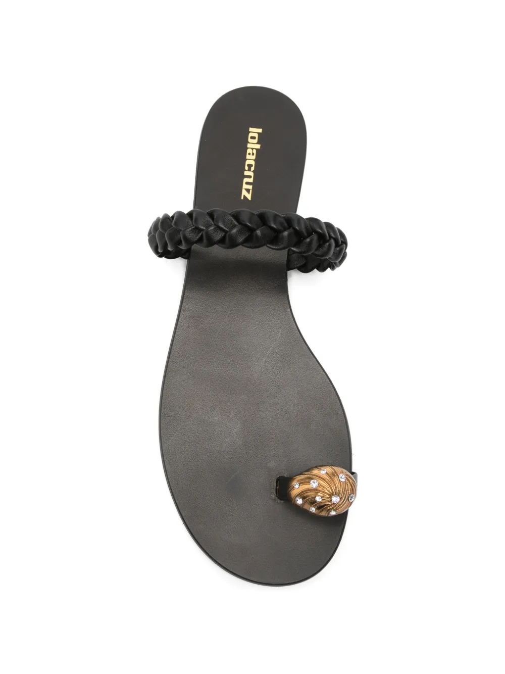 Lola Cruz braided thong sandals Zwart