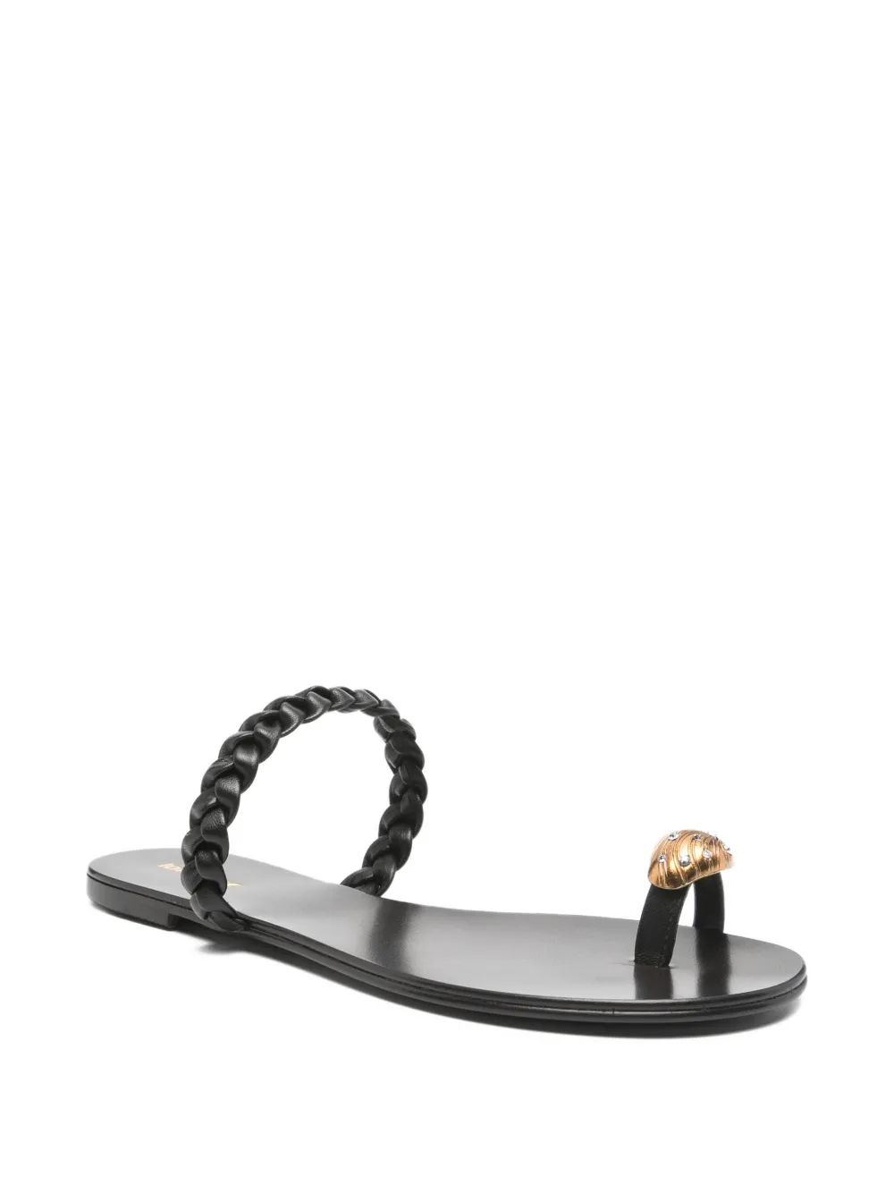 Lola Cruz braided thong sandals Zwart