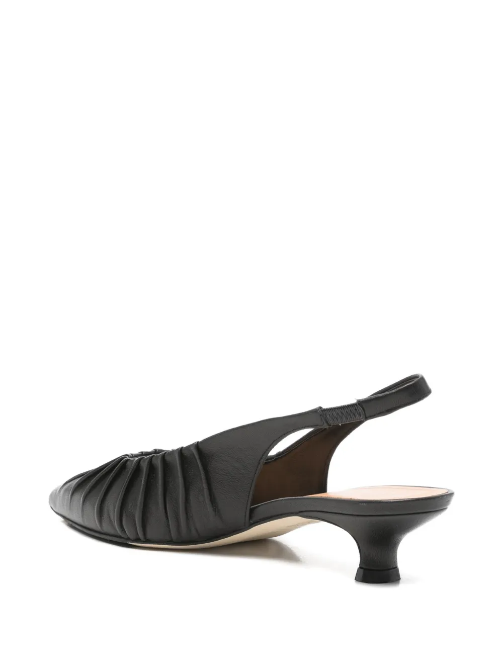 Julie Dee leather ruched pumps Zwart