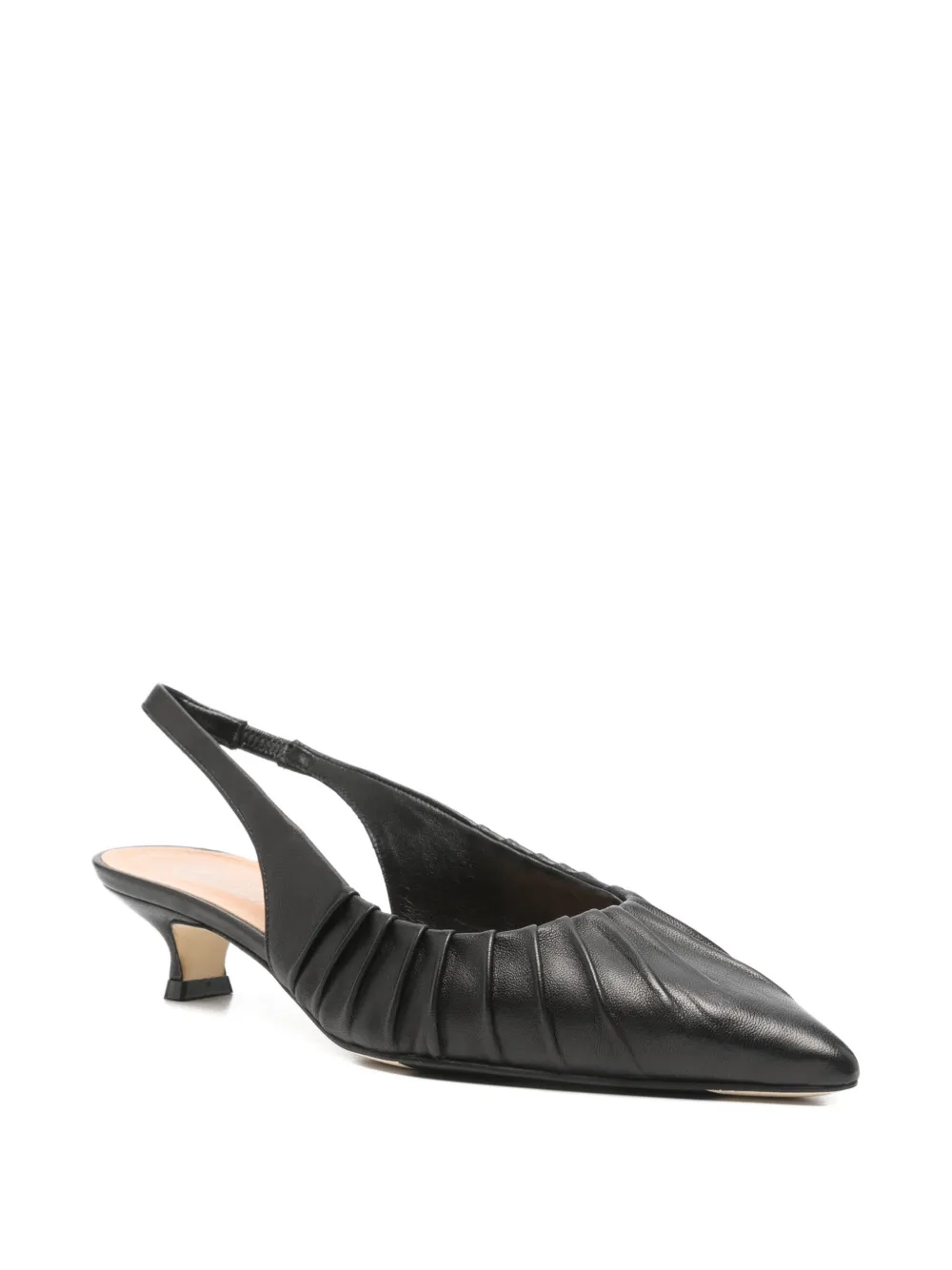 Julie Dee leather ruched pumps Zwart