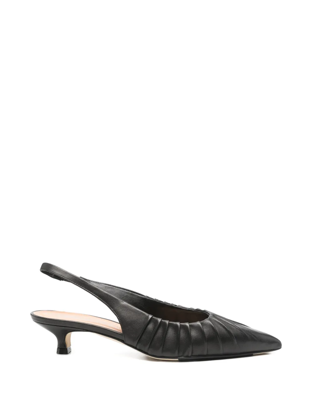 Julie Dee leather ruched pumps Zwart