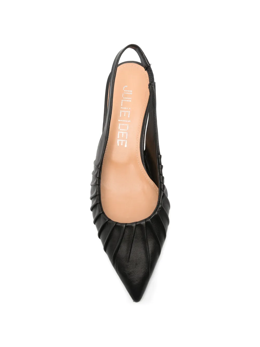 Julie Dee leather ruched pumps Zwart