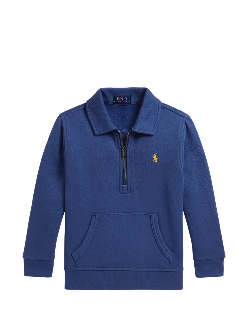 POLO RALPH LAUREN KIDS Felpa Pony con zip corta e ricamo - Blu