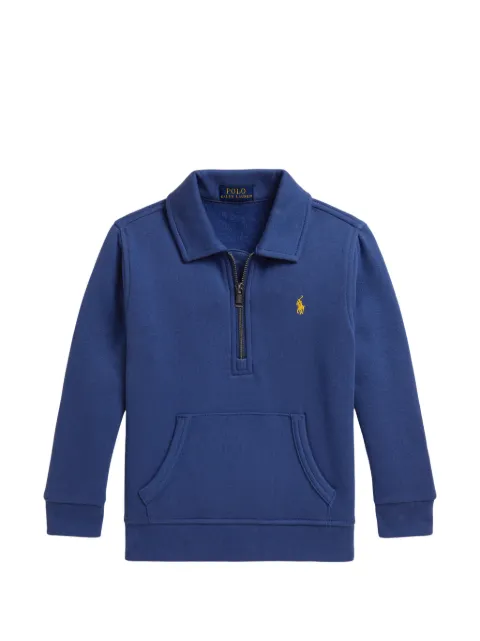 POLO RALPH LAUREN KIDS Pony embroidered quarter-zip sweatshirt