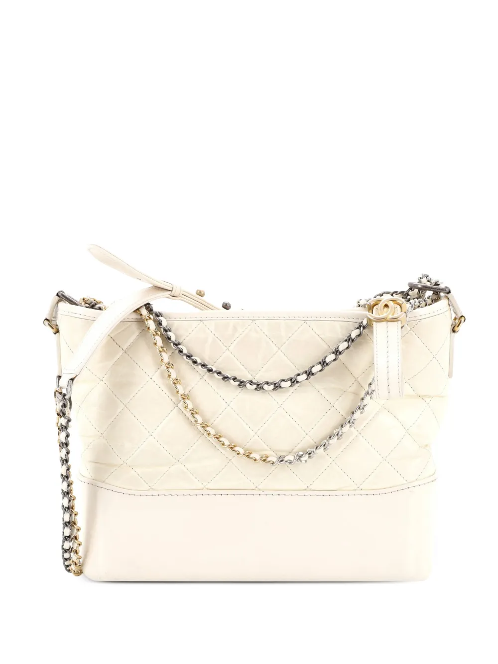 CHANEL Pre-Owned Gabrielle Quilted Aged Calfskin Medium hobo bag - Bianco