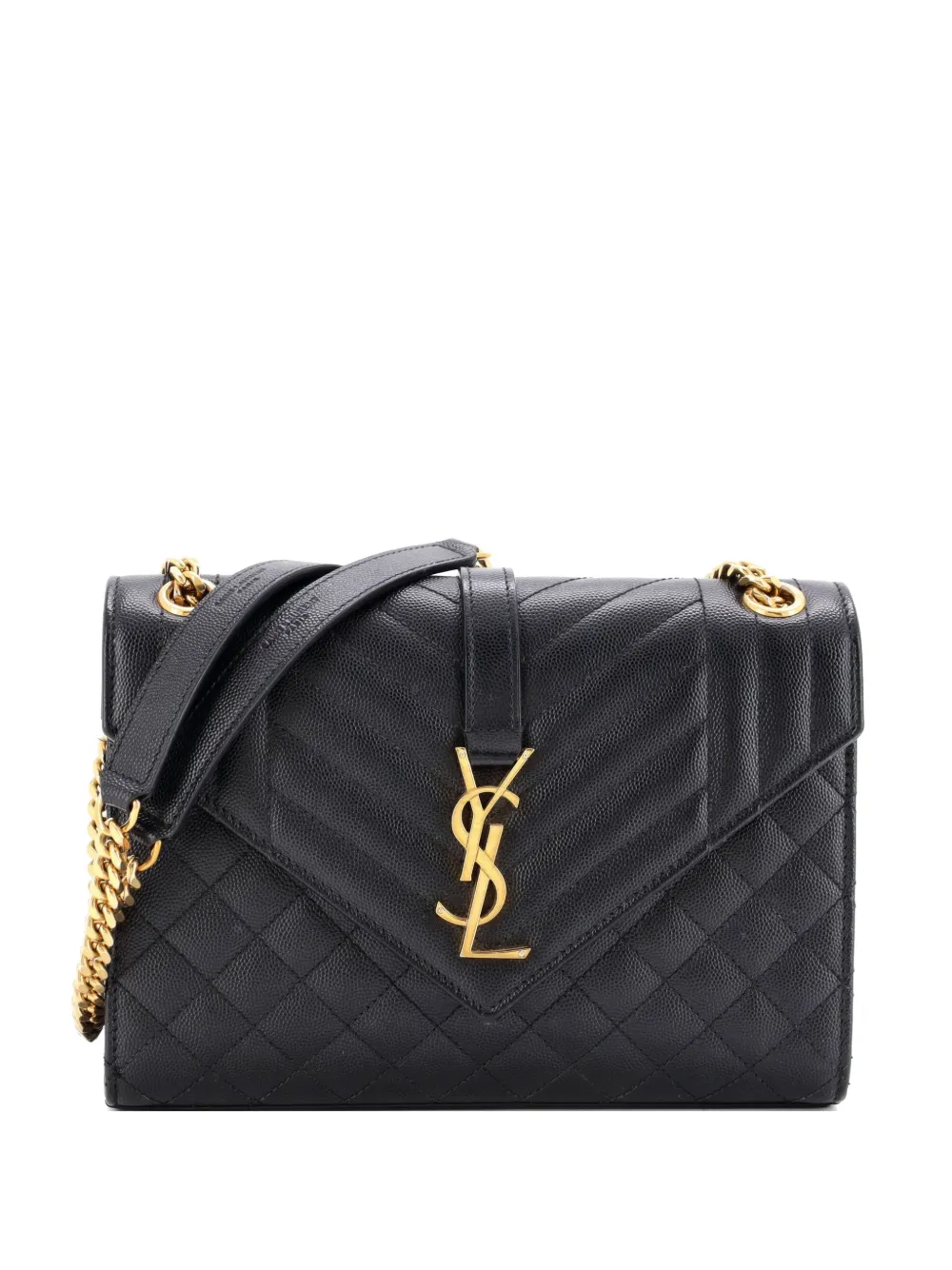 Saint Laurent Pre-Owned Classic Monogram Envelope Satchel Mixed Matelasse Leather Medium shoulder bag - Schwarz
