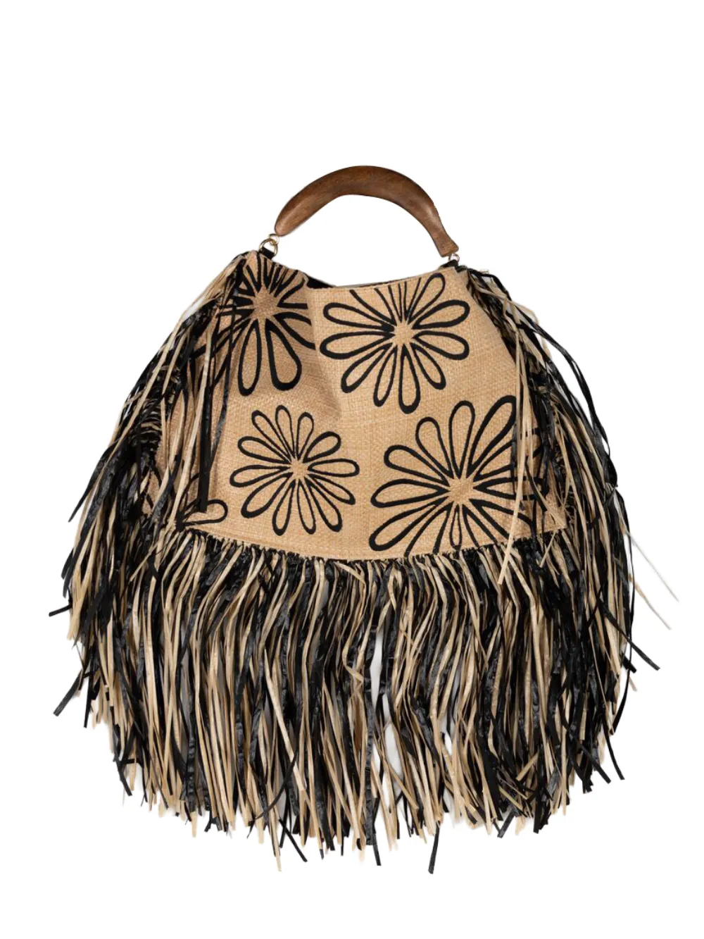 FARM Rio mini fringed floral tote bag - Toni neutri