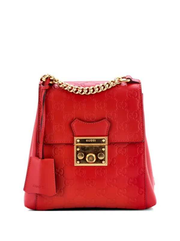 gucci red mini backpack Marmont Drawstring Small Boasting the Houses two most distinctive designs Gucci Red Leather Marmont Mini