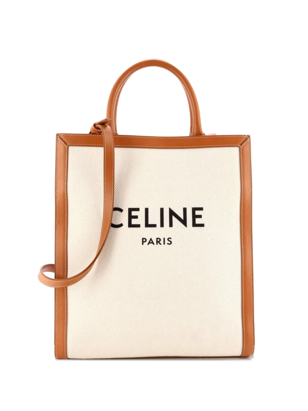 Celine Pre-Owned Vertical Cabas Canvas with Leather Small tote bag - Marrone