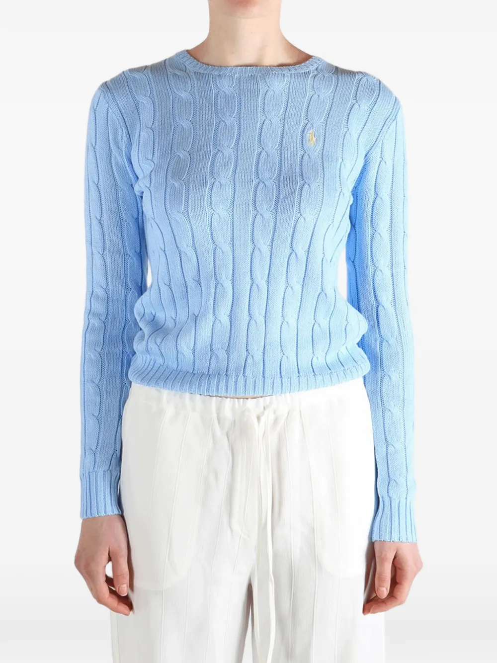 Polo Ralph Lauren Kabelgebreide trui met ronde hals Blauw