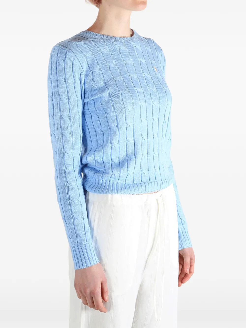 Polo Ralph Lauren Kabelgebreide trui met ronde hals Blauw