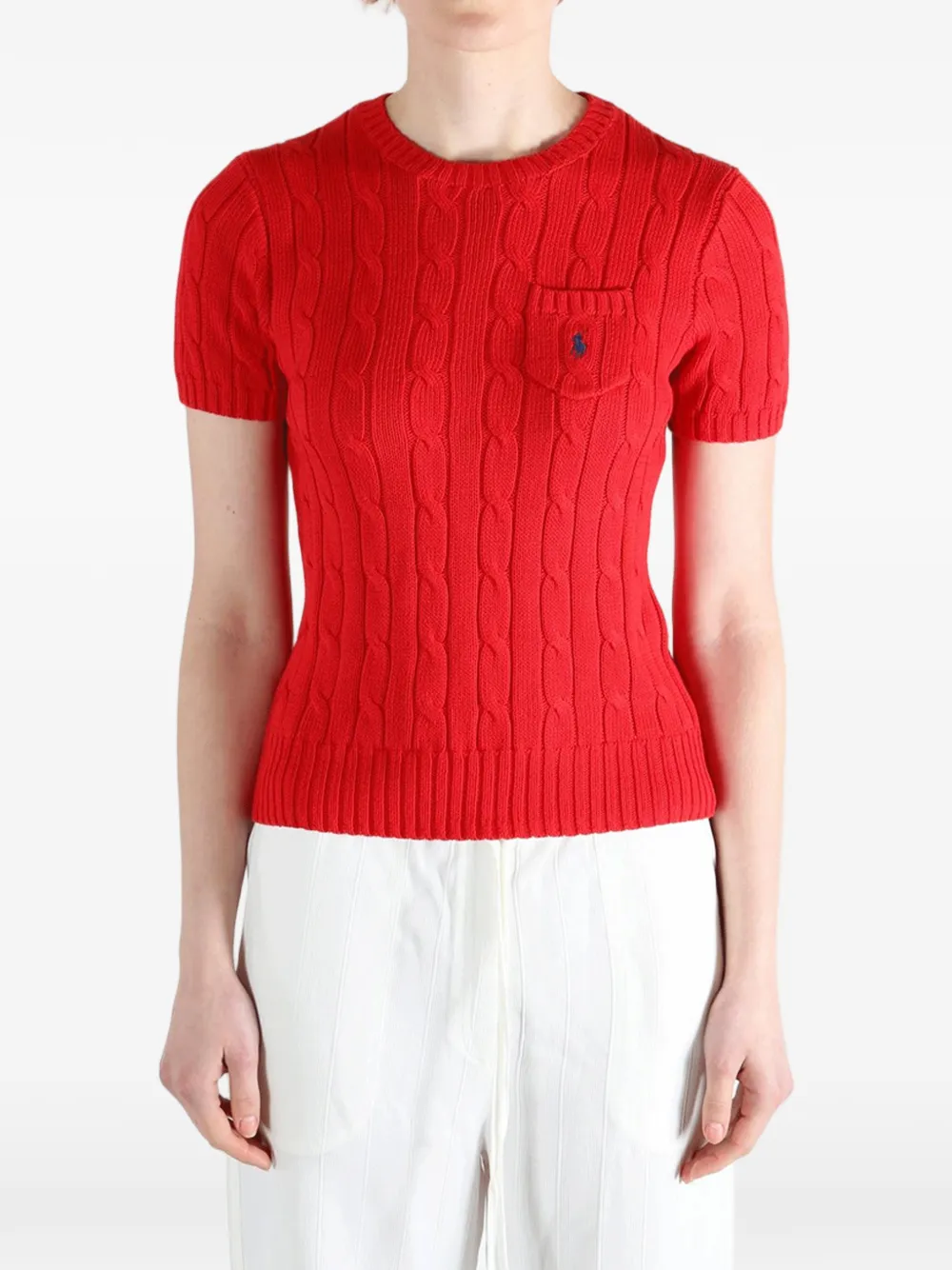 Polo Ralph Lauren Kabelgebreide trui met zak Rood