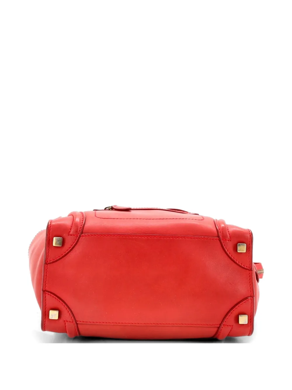 Celine Pre-owned Luggage Bag Smooth Leather Micro Tote Bag in Red, view 4