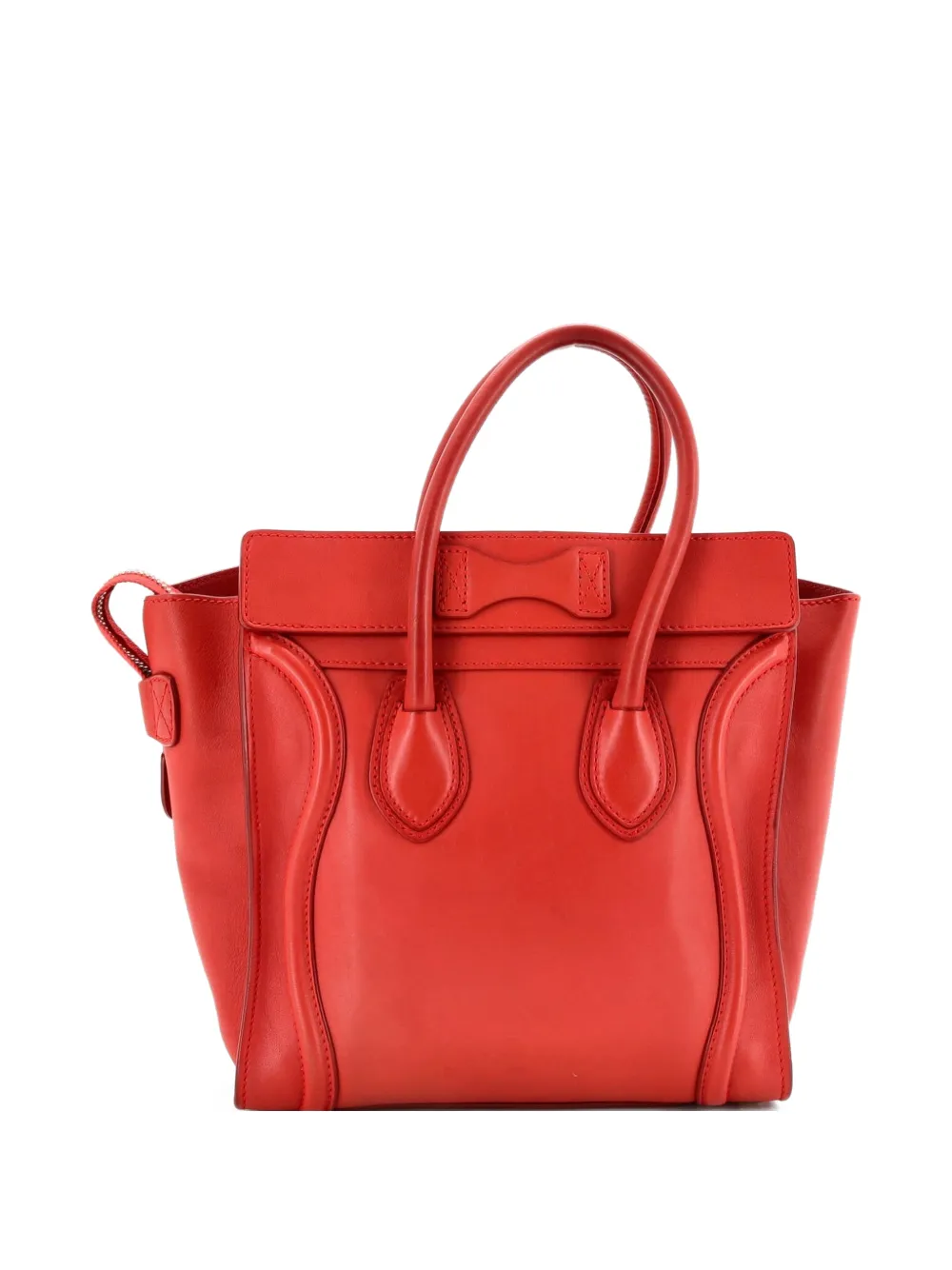 Celine Pre-owned Luggage Bag Smooth Leather Micro Tote Bag in Red, view 2
